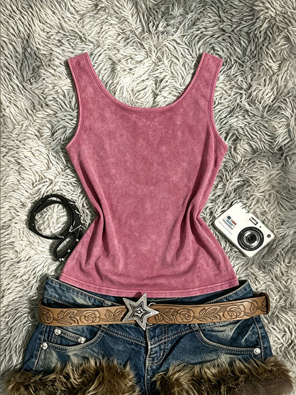 Damen Vintage Tanktop mit Spiral-Print – Retro Style für Festivals und Freizeit