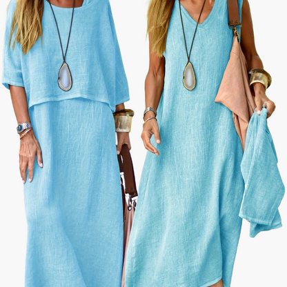 Damen Boho Maxikleid mit Oversize-Look und Halbarm – Lässiges Sommerkleid für Freizeit und Urlaub