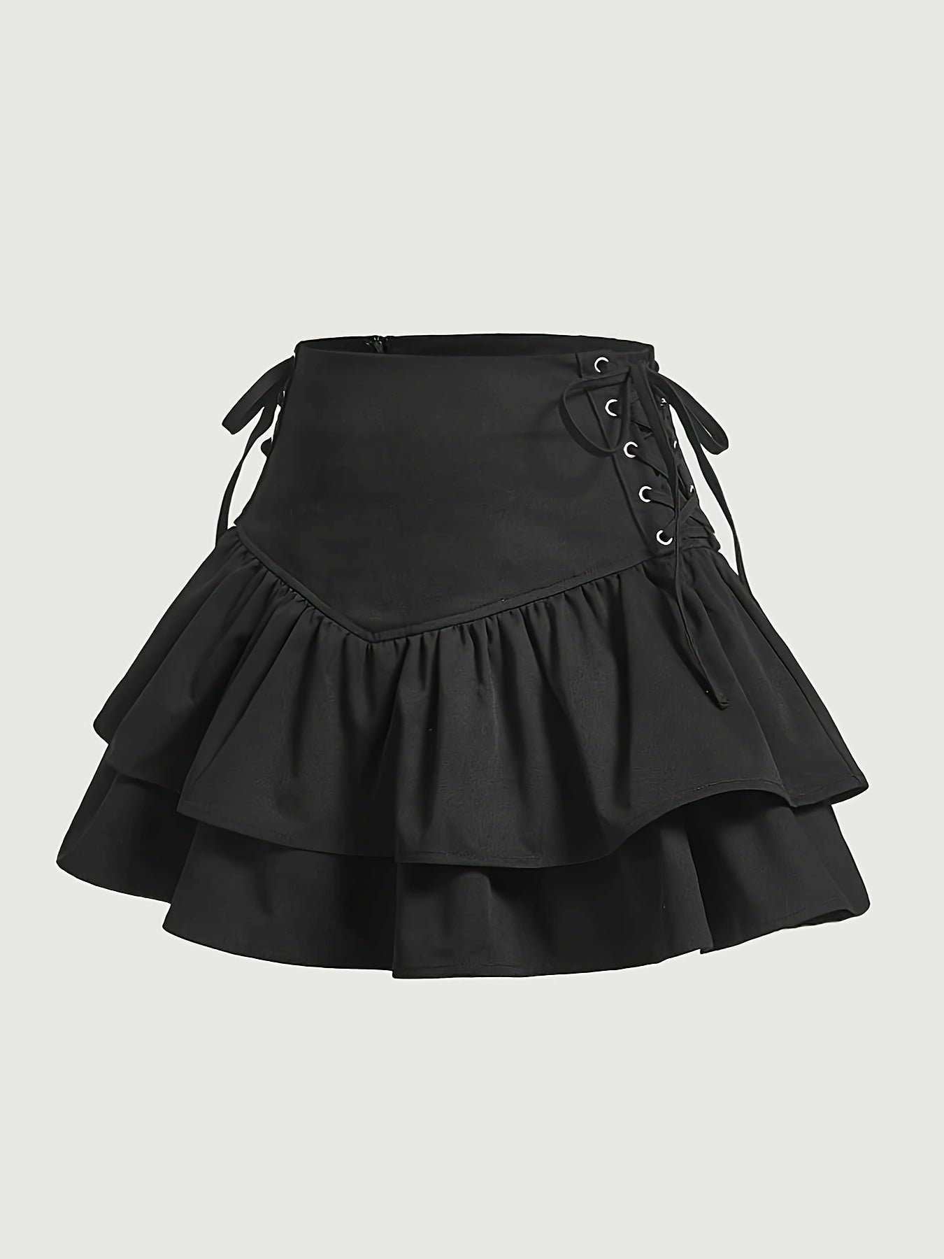 Damen Gothic Rüschen Minirock mit Schnürung – Eleganter Streetwear-Look für besondere Anlässe
