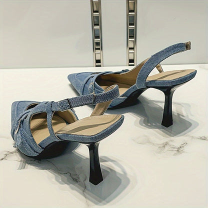 Damen Slingback Pumps mit Absatz und Schnallen – Elegante Spitzenschuhe für Büro und Freizeit