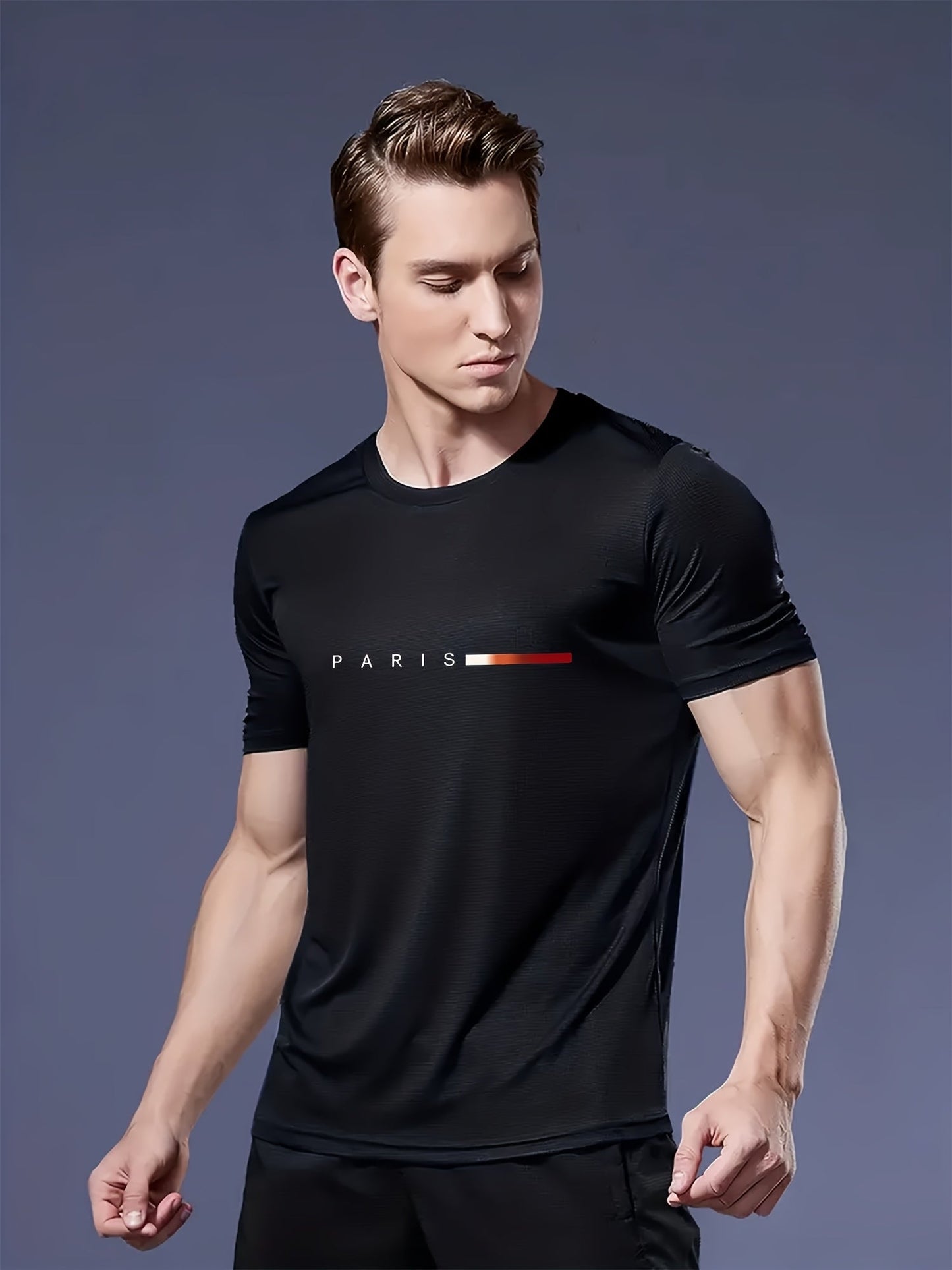 Herren T-Shirt 3er Set – Modernes Paris Print Design, Freizeit & Alltag, Rundhals