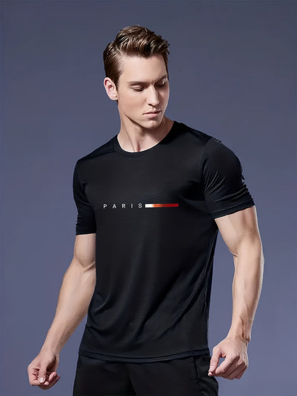 Herren T-Shirt 3er Set – Modernes Paris Print Design, Freizeit & Alltag, Rundhals