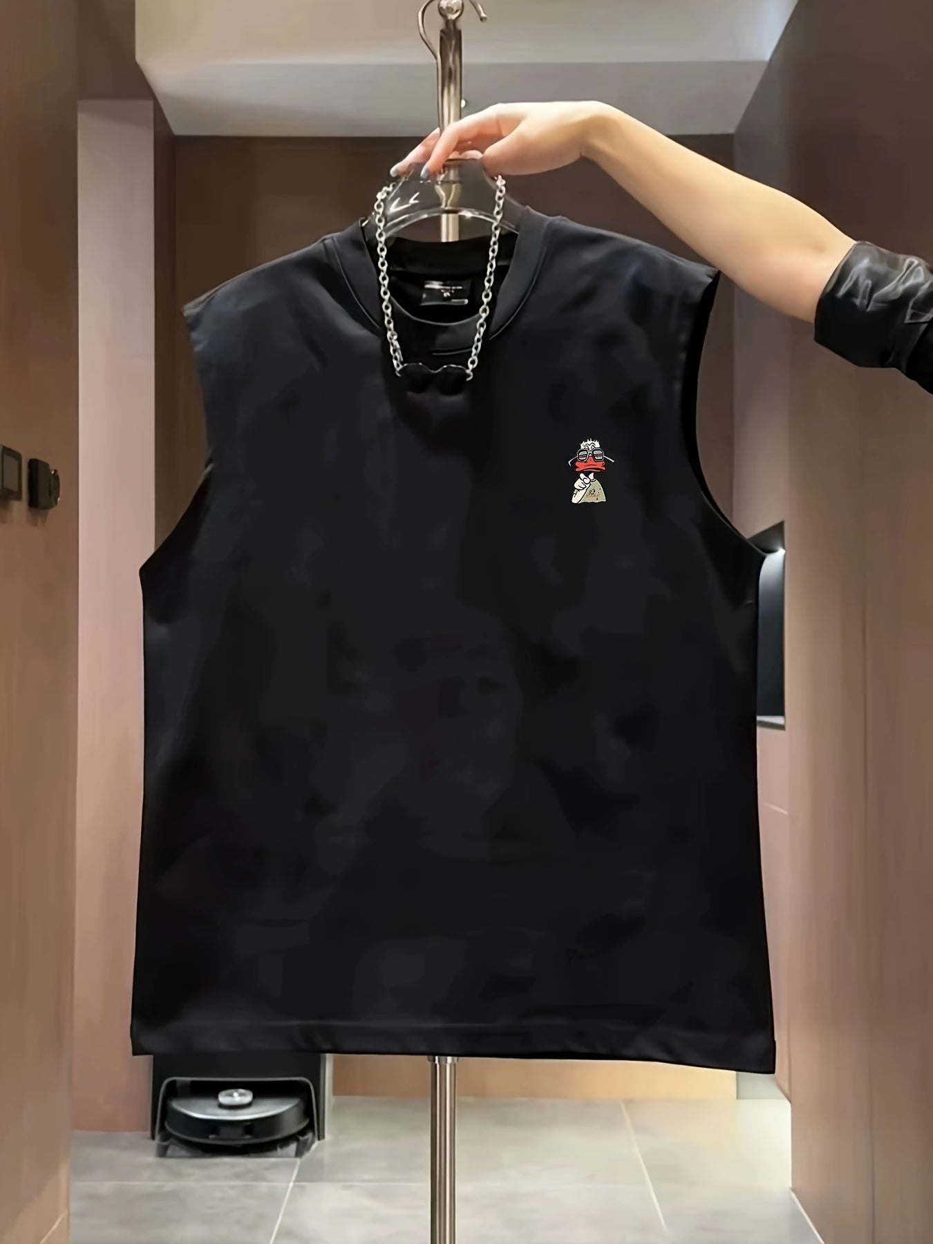Herren Streetwear Tanktop mit Cartoon-Enten-Print und Urbanem Stil