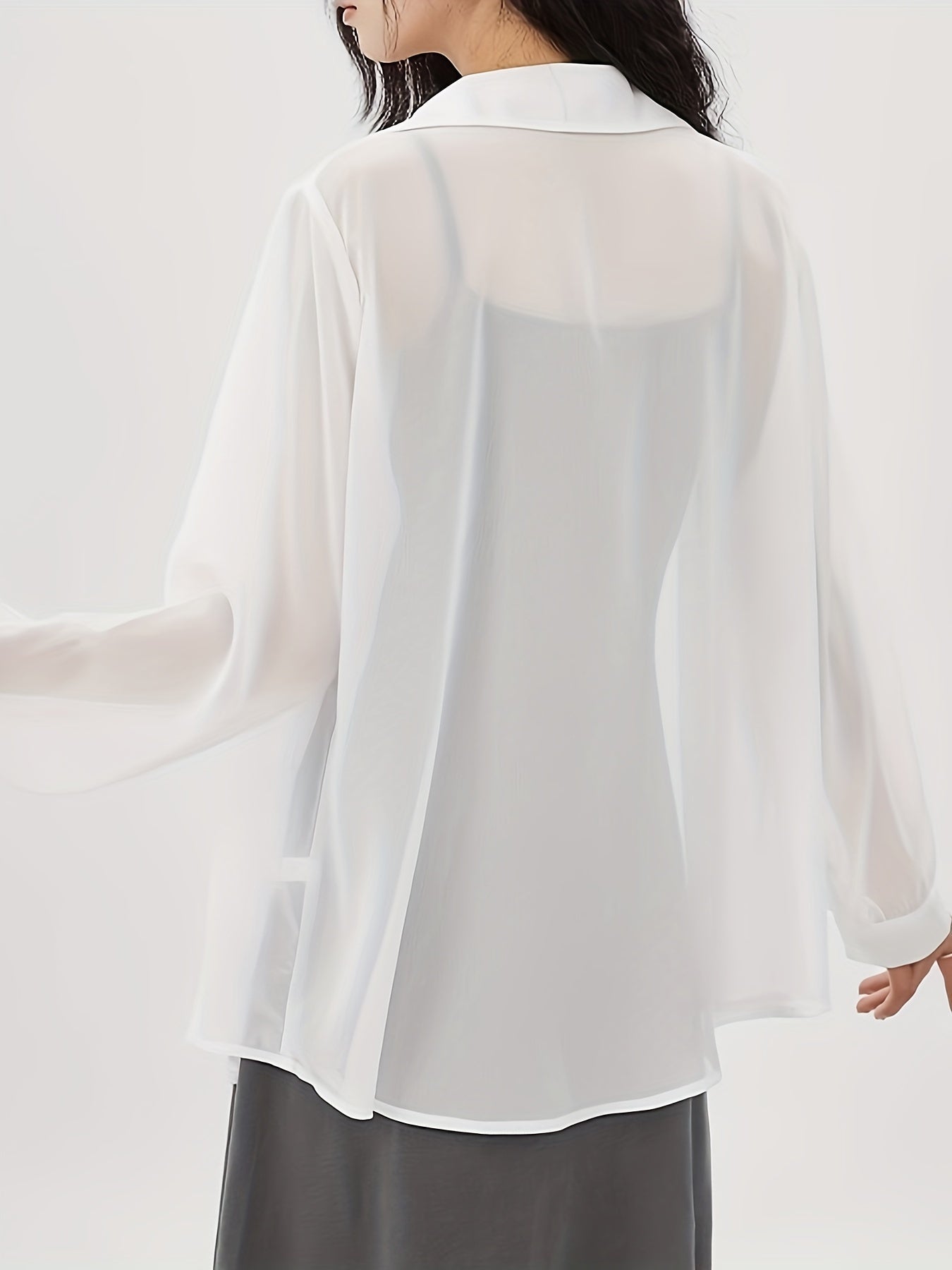 Damen Bluse Transparent Locker mit Knopfleiste – Eleganter Lagenlook für Alltag und Events