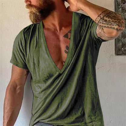 Herren T-Shirt mit tiefem V-Ausschnitt – Lässiges, atmungsaktives Basic für Freizeit & Alltag