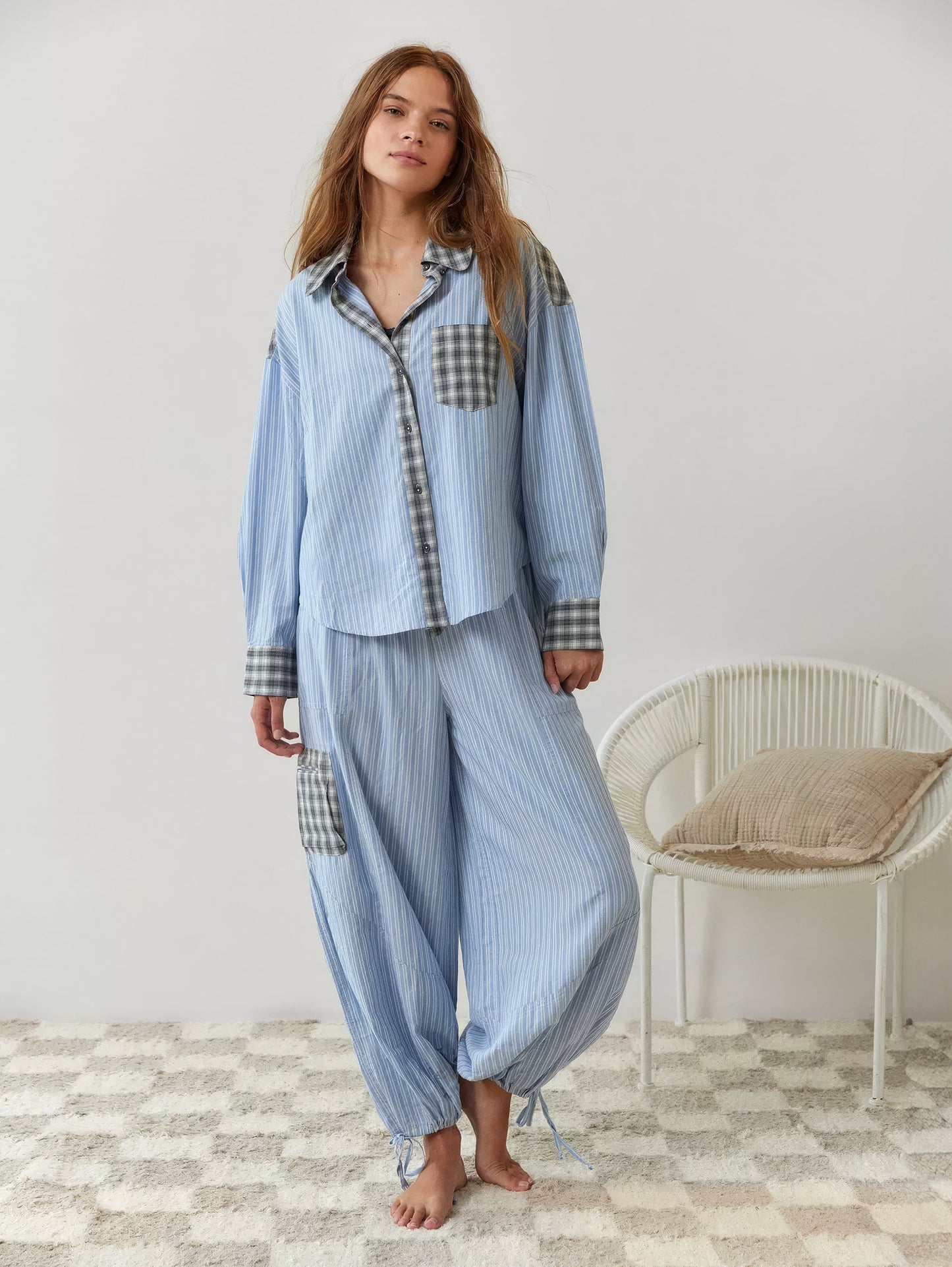 Damen Oversize Hemdbluse im Lagen-Look – Modisch, Lässig, Vielseitig für Alltag & Freizeit