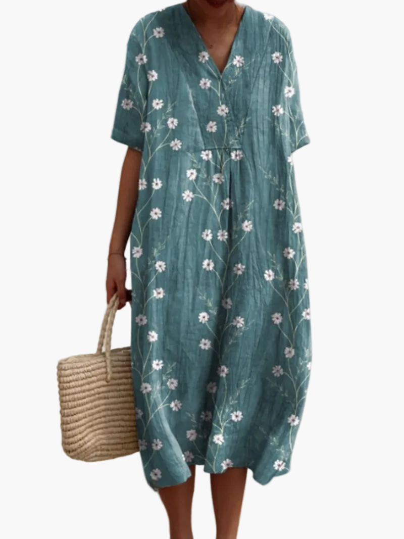 Damen Sommerkleid Boho Stil – Luftiges Freizeitkleid mit Blumenmuster, ideal für Urlaub & Alltag