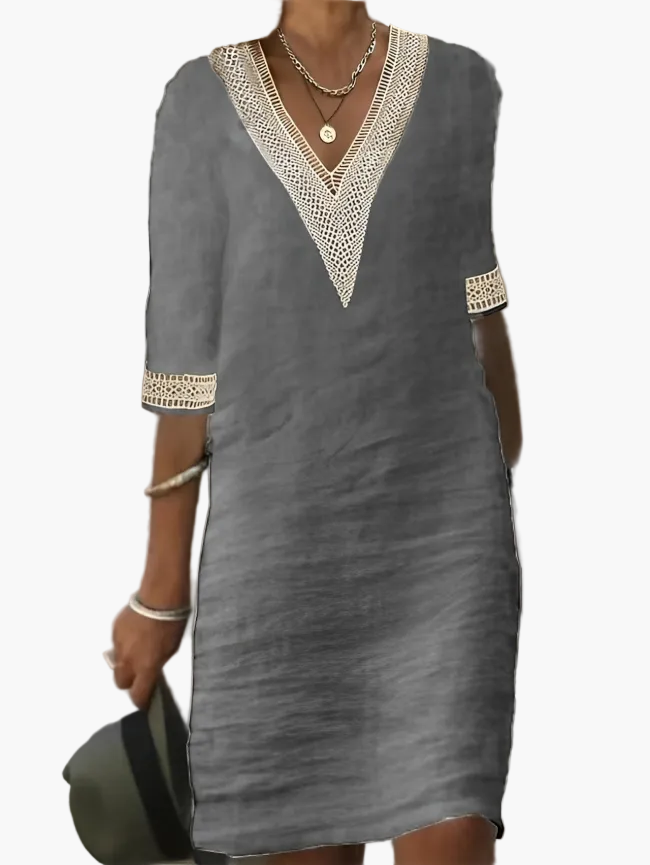 Damen Sommerkleid im Boho-Stil mit Häkelspitze – Luftiges Freizeitkleid für Alltag & Urlaub