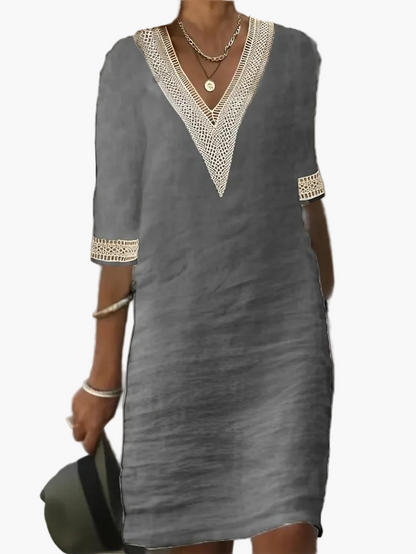 Damen Sommerkleid im Boho-Stil mit Häkelspitze – Luftiges Freizeitkleid für Alltag & Urlaub
