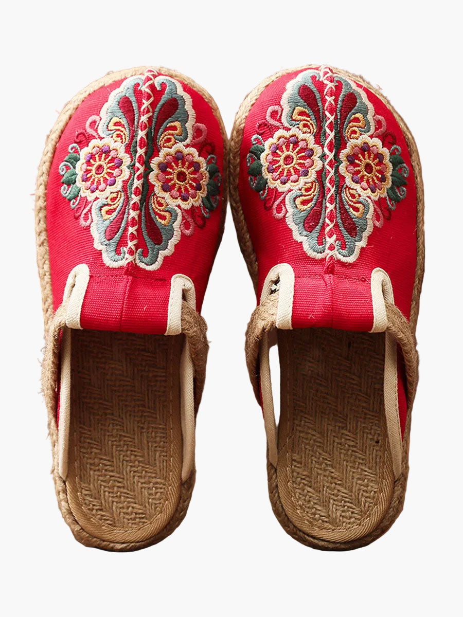 Damen Ethno-Hausschuhe mit Stickerei – Bequeme Pantoffeln für Frühling, Sommer & Herbst