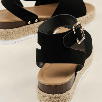 Damen Plateau-Sandalen mit Keilabsatz – Modische Sommerschuhe mit Knöchelriemen und Espadrille-Stil, ideal für Alltag & Urlaub