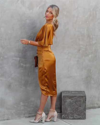 Damen Asymmetrisches Midi-Kleid für Abend & Party – Elegante One-Shoulder Silhouette