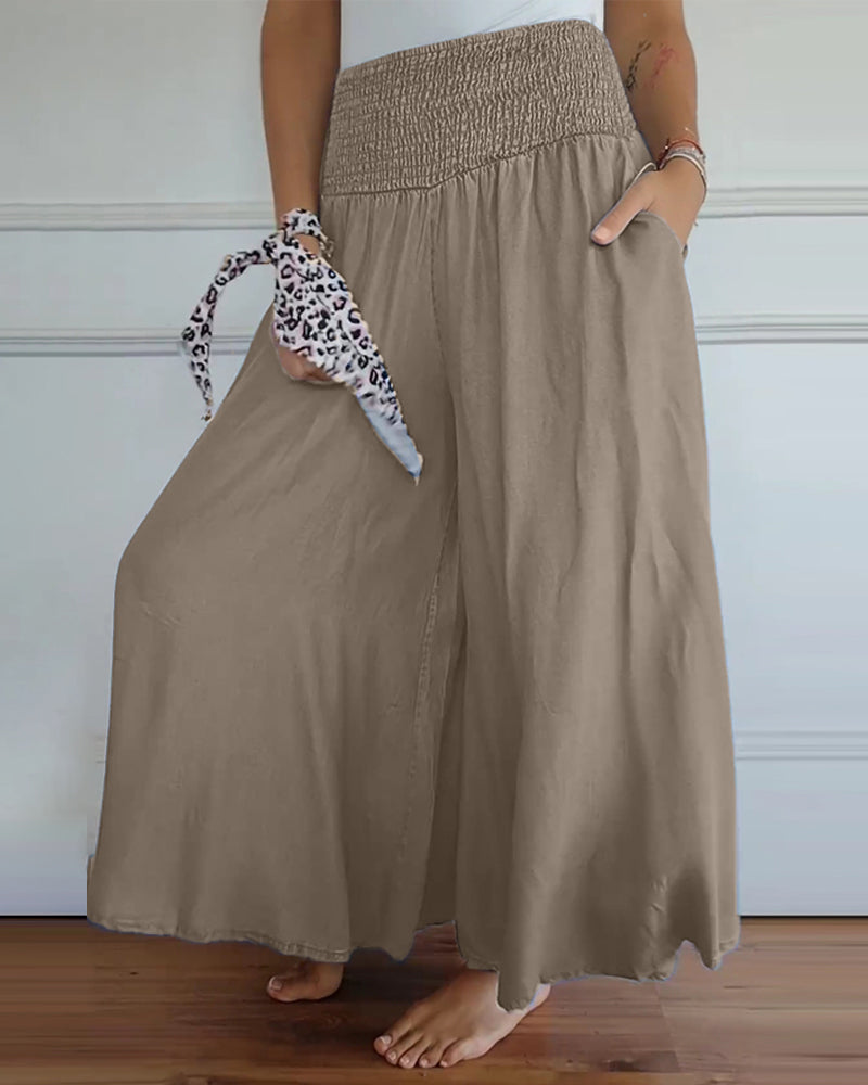 Damen Weite Freizeithose mit hohem Bund – Lässige, luftige Palazzo-Hose für Alltag und Urlaub