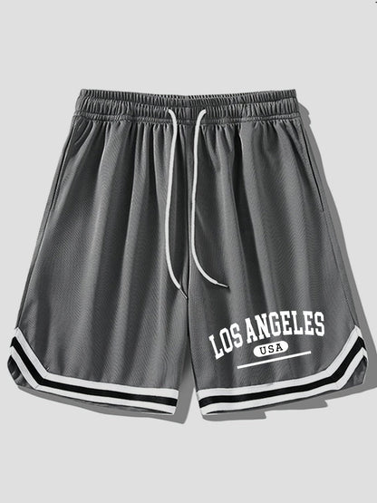 Herren Basketball-Shorts im sportlichen Streetstyle mit Los Angeles Print – Freizeit & Training