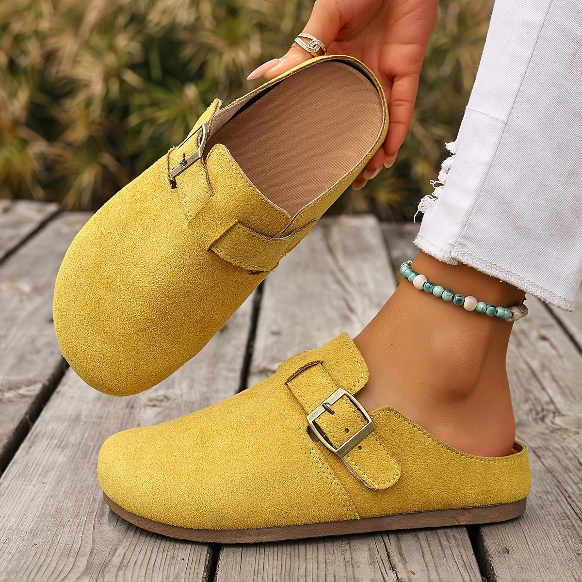 Damen Clogs Slipper mit Schnalle – Bequeme Casual Hausschuhe für Alltag und Freizeit