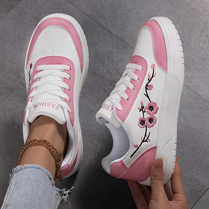 Damen Sneaker im eleganten Stil mit floraler Stickerei – Bequeme Freizeitschuhe für Alltag und Streetwear
