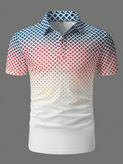 Herren Polohemd mit modernem Gittermuster – Stilvolles Freizeitshirt für Alltag und Sport