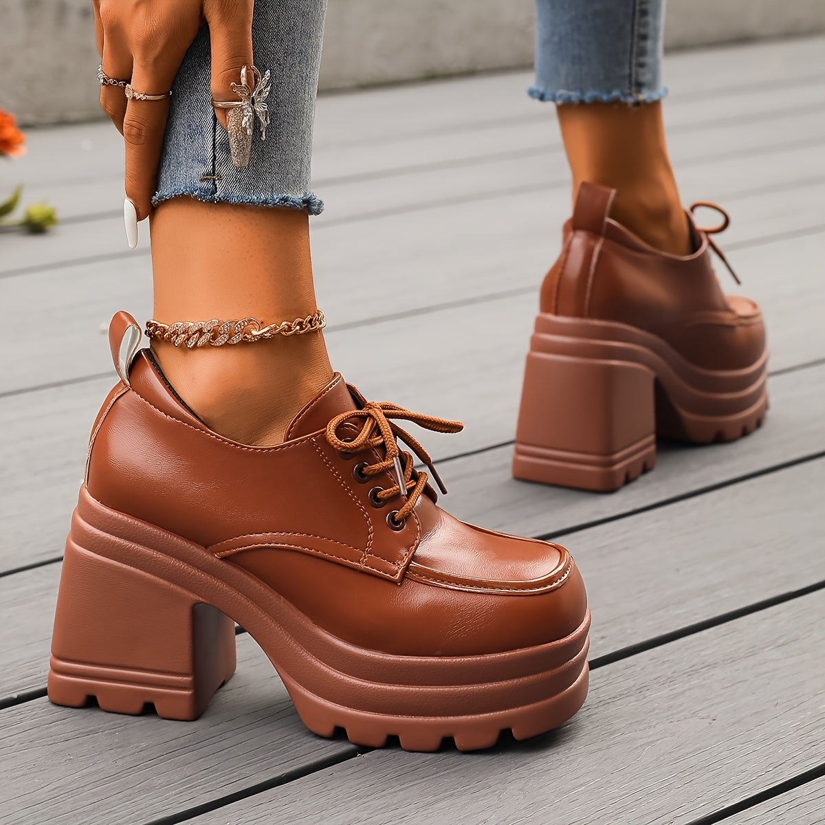Damen Plateauschuhe Schnür-Oxford Retro Stil Modisch Alltag & Ausgehen