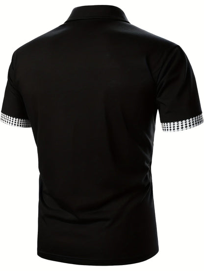 Herren Poloshirt mit modernem Reißverschluss und Kontrastmuster – Stilvolles Freizeit- und Business-Oberteil