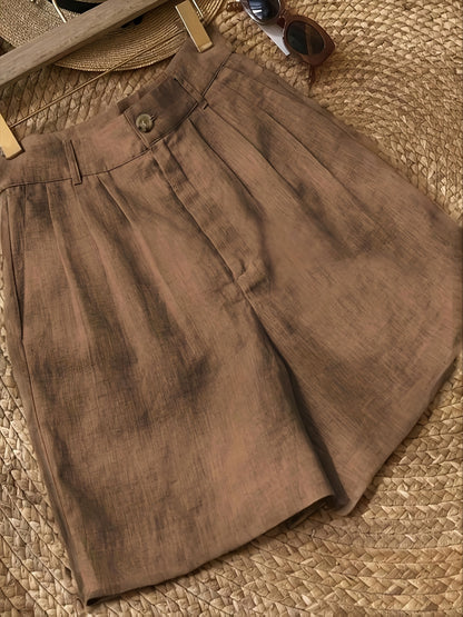 Damen Vintage Sommer-Shorts mit Bundfalten – Eleganter Freizeitstil für warme Tage