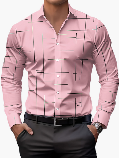 Herren Modernes Business Freizeithemd mit Geometrischem Print – Stilvoll für Büro & Alltag