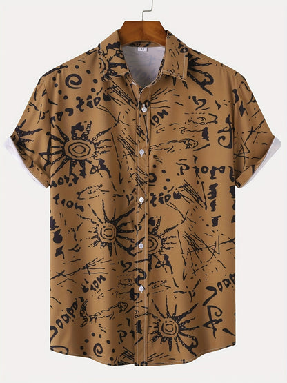 Herren Kurzarm Resorthemd mit Muschel-Print – Stilvolles Freizeithemd für Strand und Urlaub