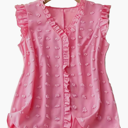 Damen Bluse Elegant mit Rüschen und Kurzarm – Perfekt für Freizeit und Büro