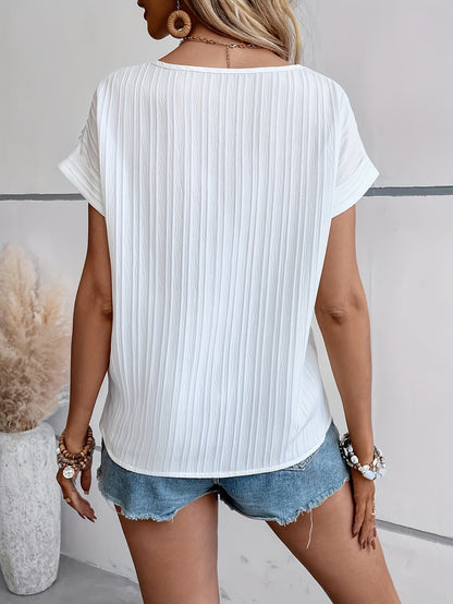 Damen Sommer Casual Bluse mit Rundhalsausschnitt – Elegantes, luftiges Top für Alltag und Freizeit
