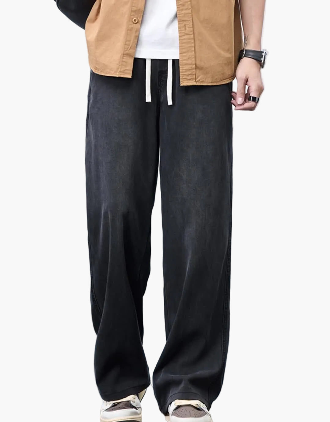 Herren Weite Casual Jeans mit Kordelzug – Bequeme Freizeithose für Alltag und Wochenende