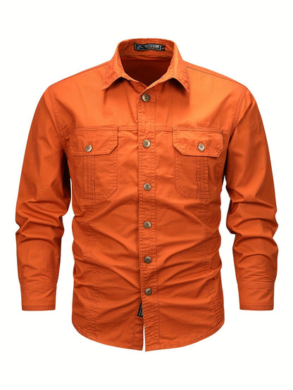 Herren Outdoor-Freizeithemd im Utility-Stil – Langarm, Casual, ideal für Abenteuer und Alltag