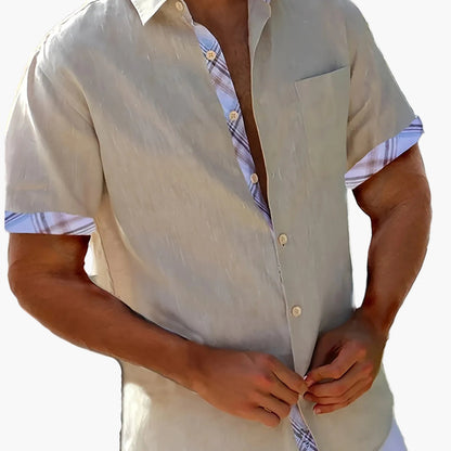 Herren Freizeithemd Kurzarm mit Kontrastdetails – Perfekt für Sommer & Strand