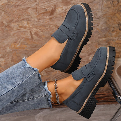 Damen Freizeit-Loafer mit Profilsohle – Bequeme Slip-On Schuhe für Alltag und Büro