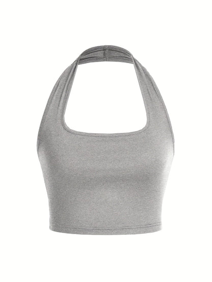 Damen Halterneck Crop Top – Rückenfrei, Sommer, Modisch, Freizeit