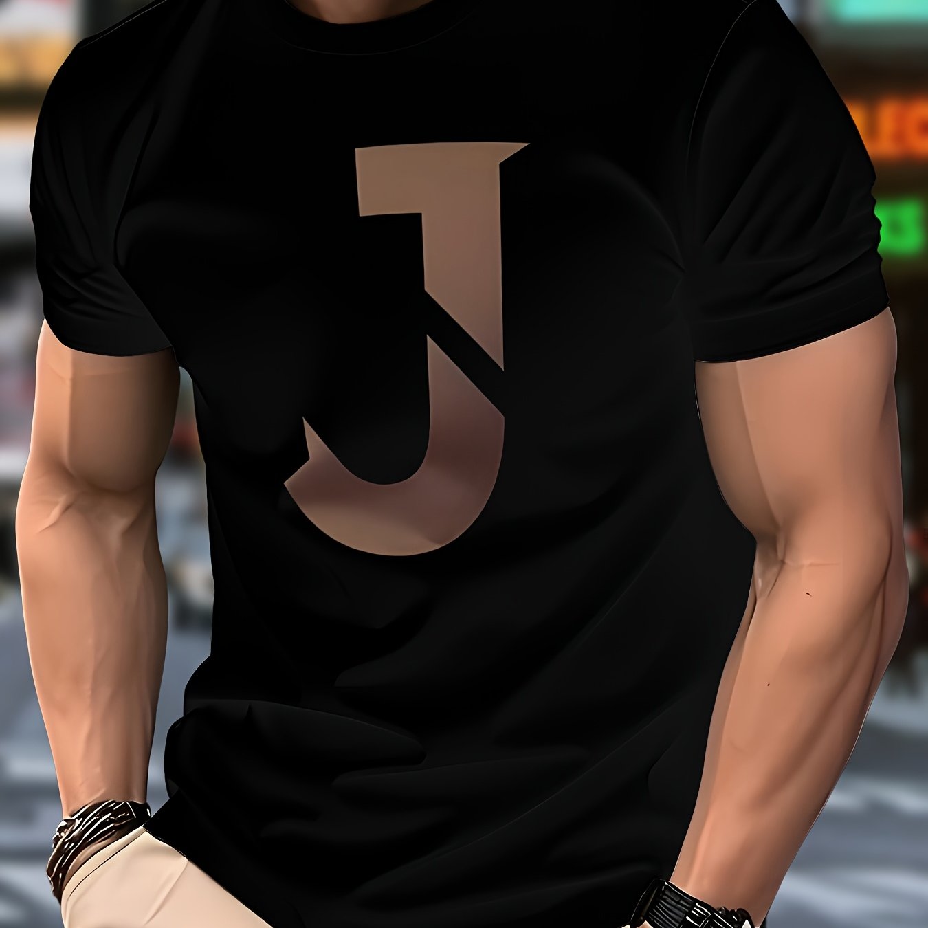 Herren Modernes Grafik T-Shirt mit Großem Buchstaben-Print – Urban Streetstyle