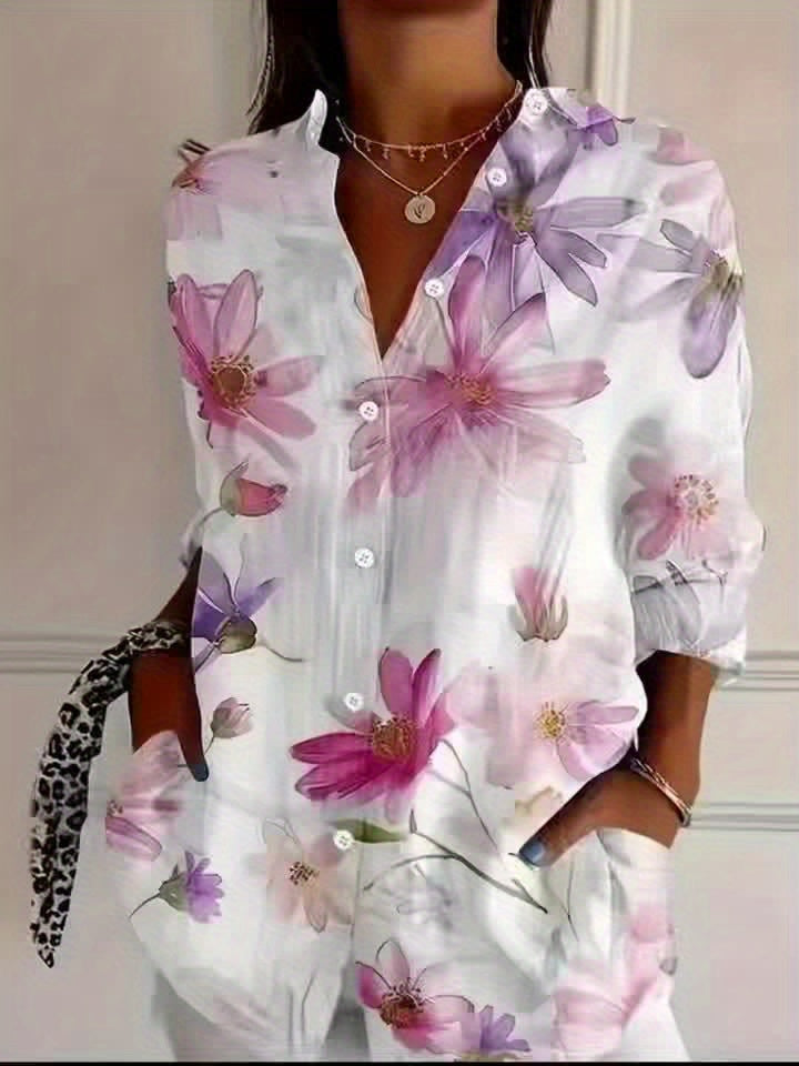 Damen Bluse mit Blumenmuster – Elegante Freizeitmode für Frühling und Sommer