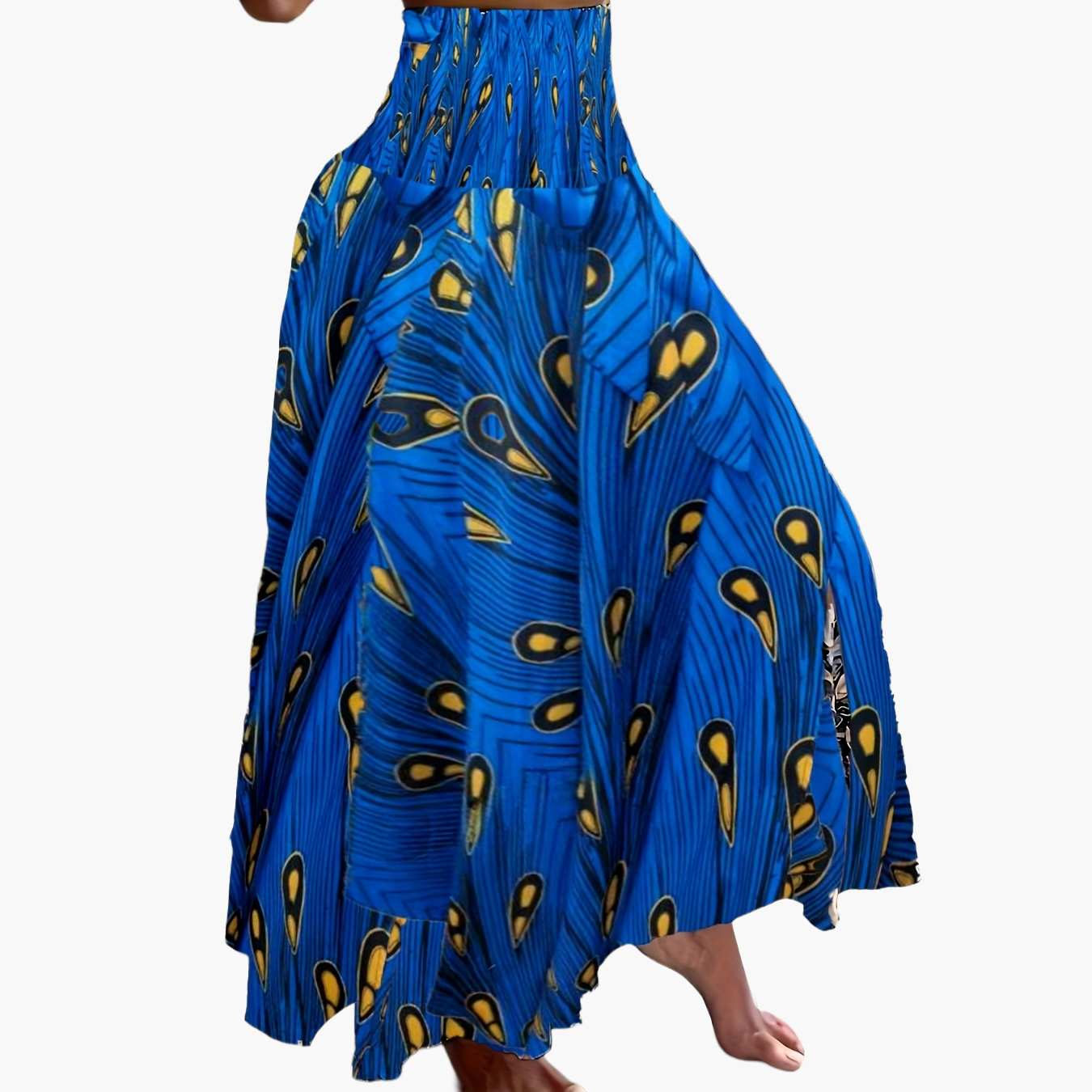 Damen Maxirock Boho-Stil mit tropischem Muster – Perfekt für Sommer, Urlaub & Freizeit