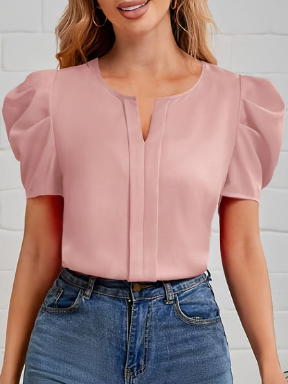 Damen Bluse mit Puffärmeln und elegantem Schnitt für Büro und Freizeit