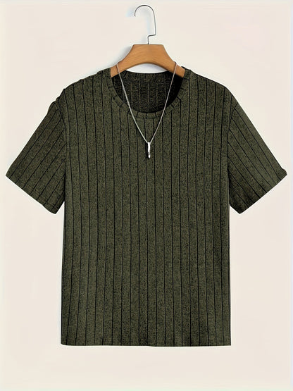 Herren T-Shirt mit vertikalem Rippendesign – Modernes Kurzarm Basic für stilvolle Outfits