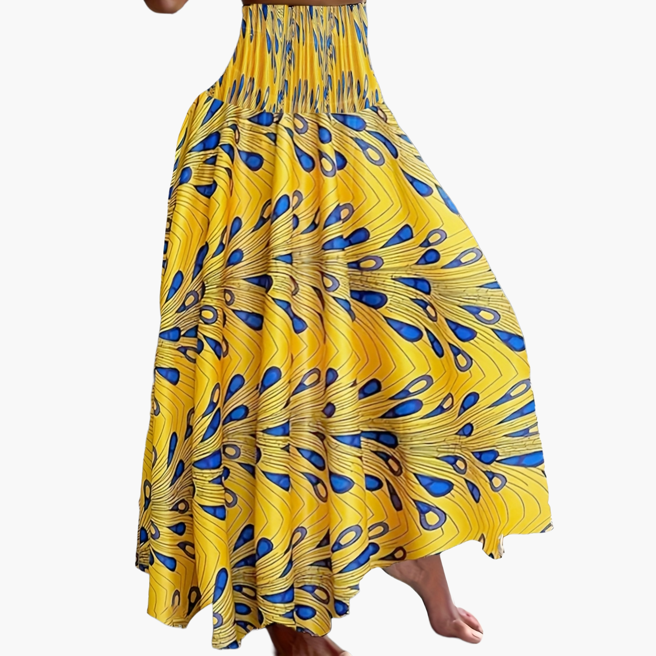 Damen Maxirock Boho-Stil mit tropischem Muster – Perfekt für Sommer, Urlaub & Freizeit