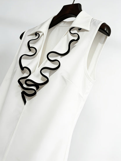 Damen Bluse ohne Ärmel mit Rüschen-Detail für Business und elegante Anlässe