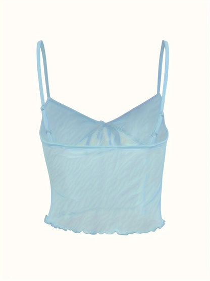 Damen Crop Top mit Spaghettiträgern und Frontbindung – Trendiges Party- und Ausgeh-Oberteil