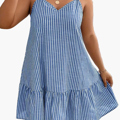 Damen Sommer A-Linien Kleid mit Streifenmuster und Spaghettiträgern – Locker, Eleganter Freizeitstil