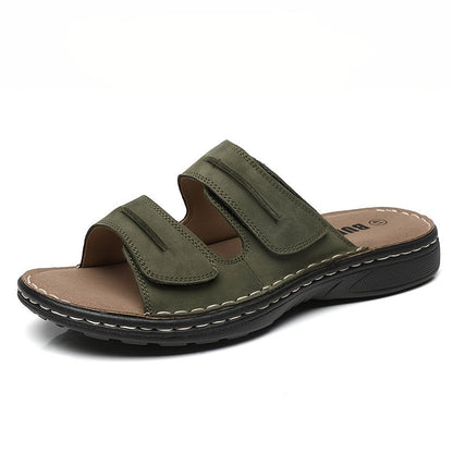 Herren Komfort-Sandalen für Alltag und Freizeit – Offene Pantoletten mit Klettverschluss