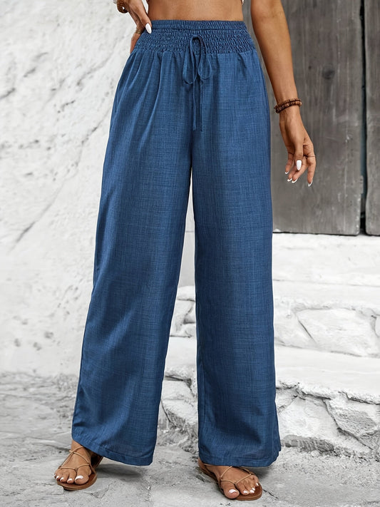 Damen Weitbeinige Freizeithose mit Elastikbund – Elegante Sommerhose für Alltag und Urlaub
