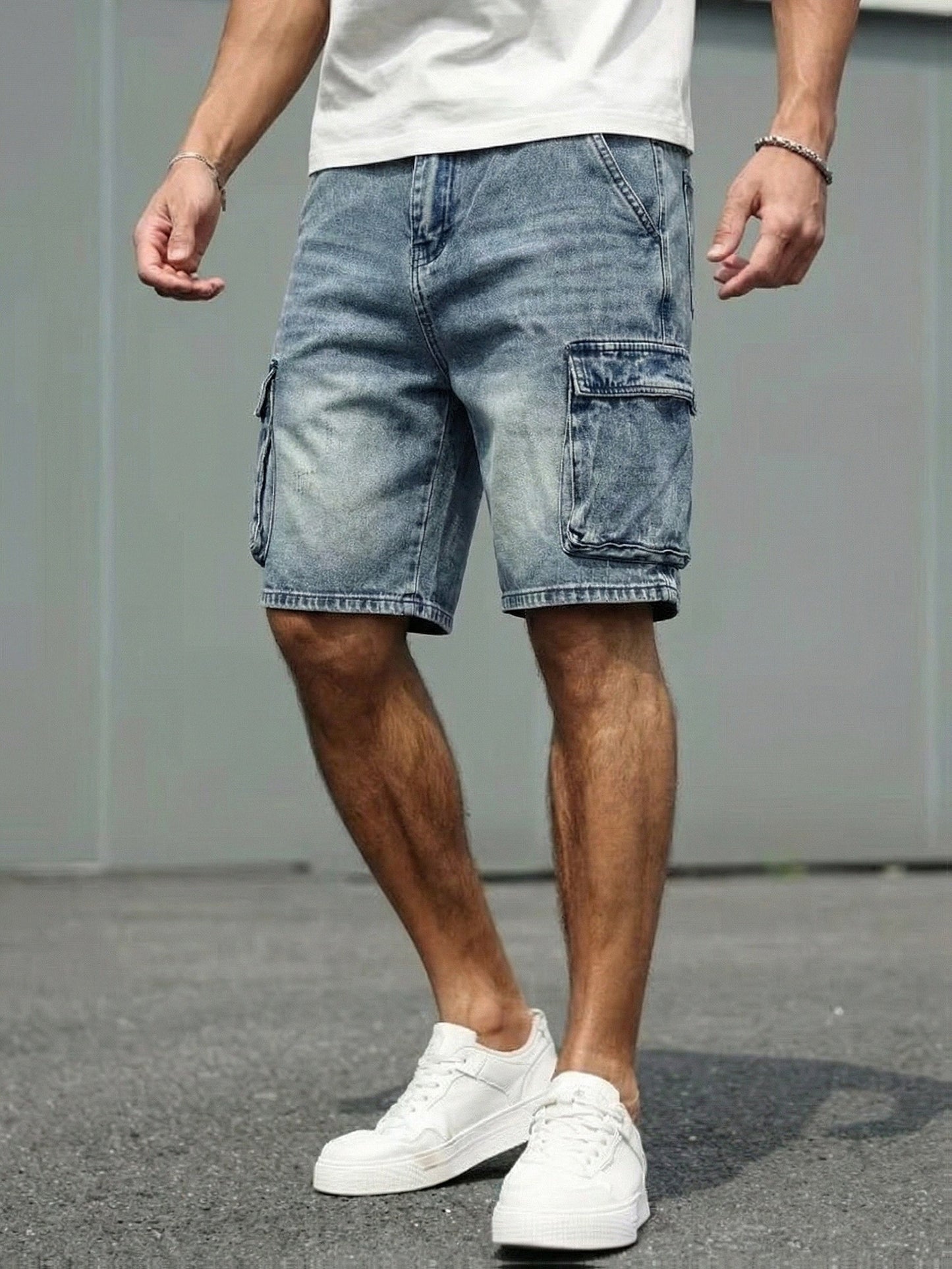 Herren Jeans Cargo-Shorts im Basic-Style für Freizeit und Alltag