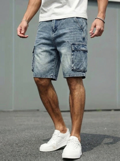 Herren Jeans Cargo-Shorts im Basic-Style für Freizeit und Alltag