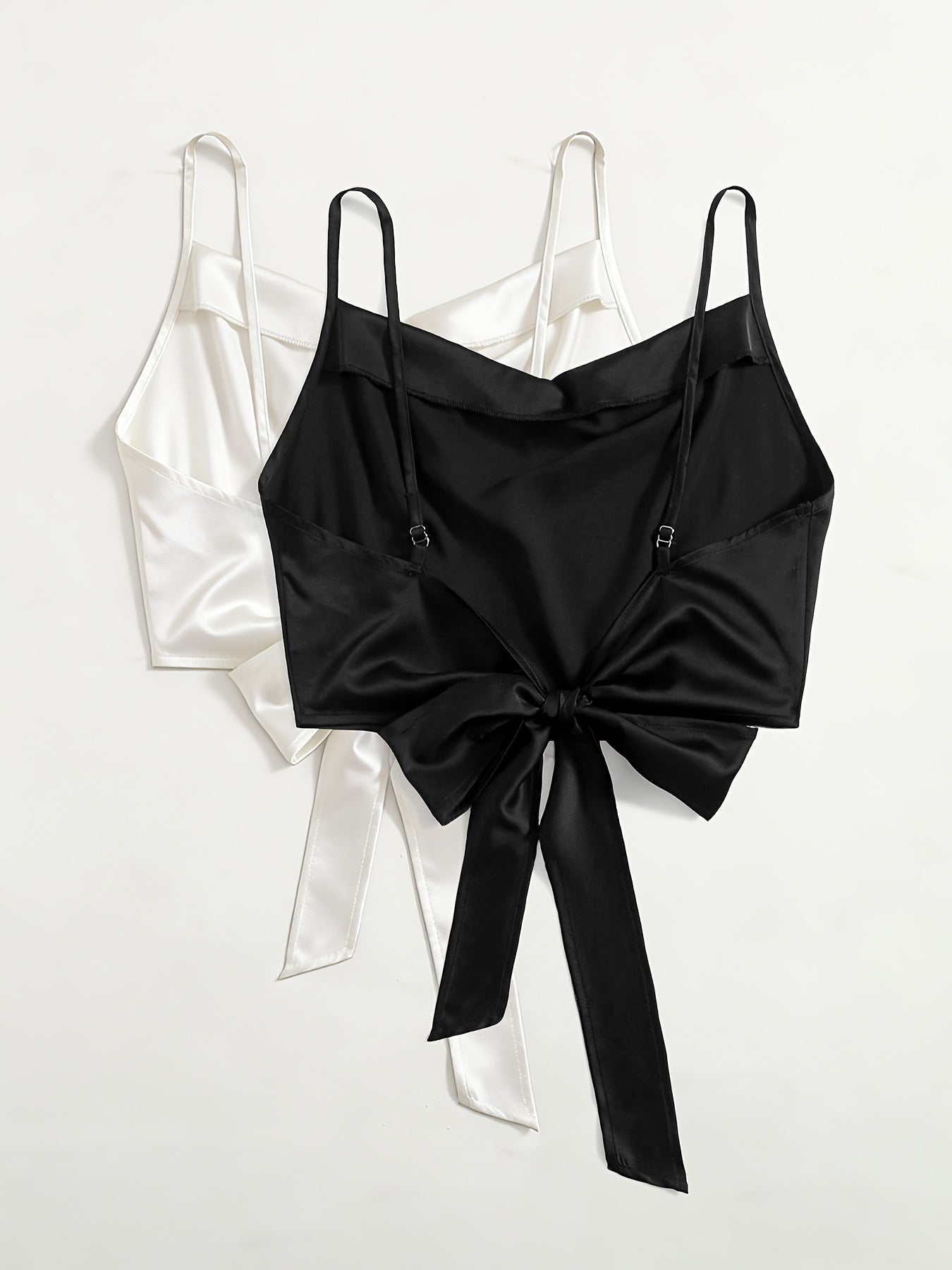 Damen Trendige Cropped Tops mit Drapiertem Ausschnitt und Bindeband – 2er Set für Freizeit und Ausgehen