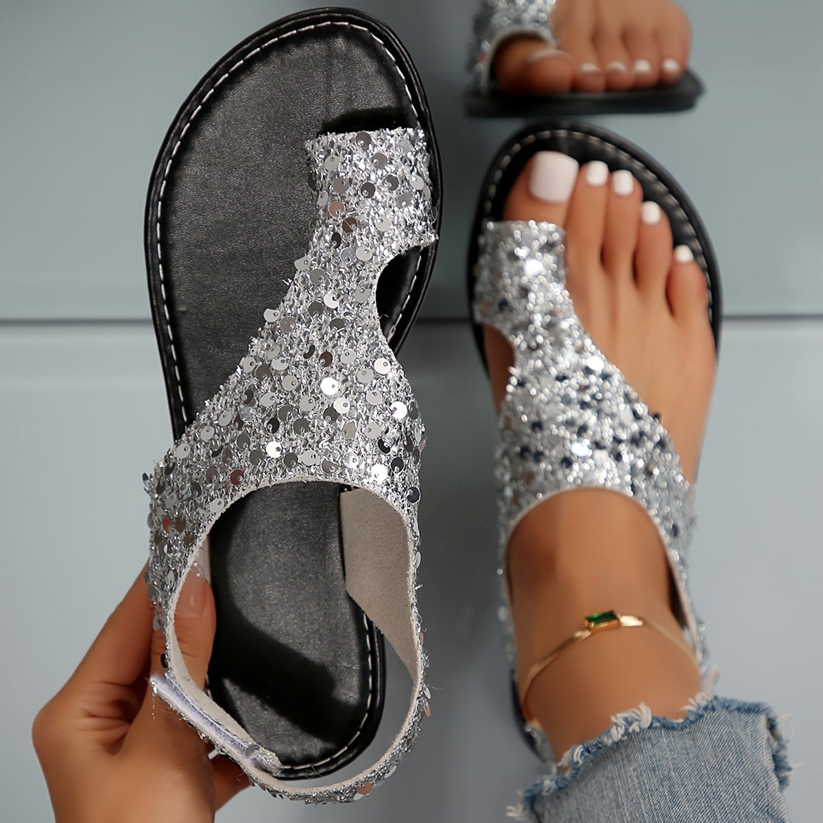 Damen Zehensandalen Elegant Freizeit Sommerschuh mit Kreuzriemen