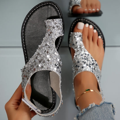 Damen Zehensandalen Elegant Freizeit Sommerschuh mit Kreuzriemen