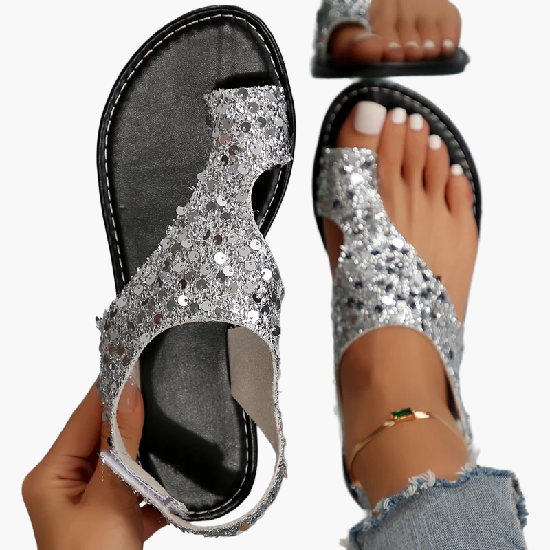 Damen Zehensandalen Elegant Freizeit Sommerschuh mit Kreuzriemen